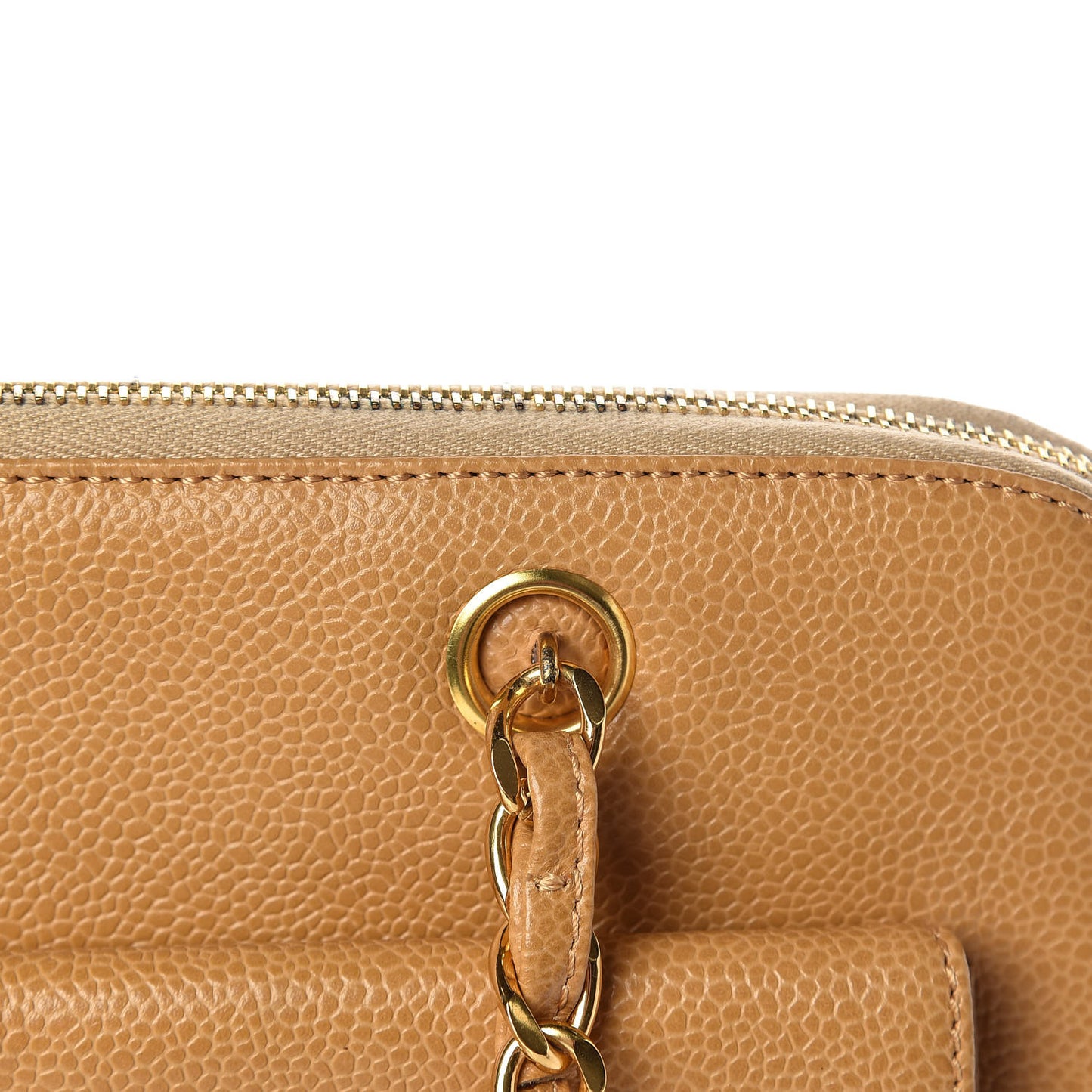 Caviar Flap Shoulder Bag Beige