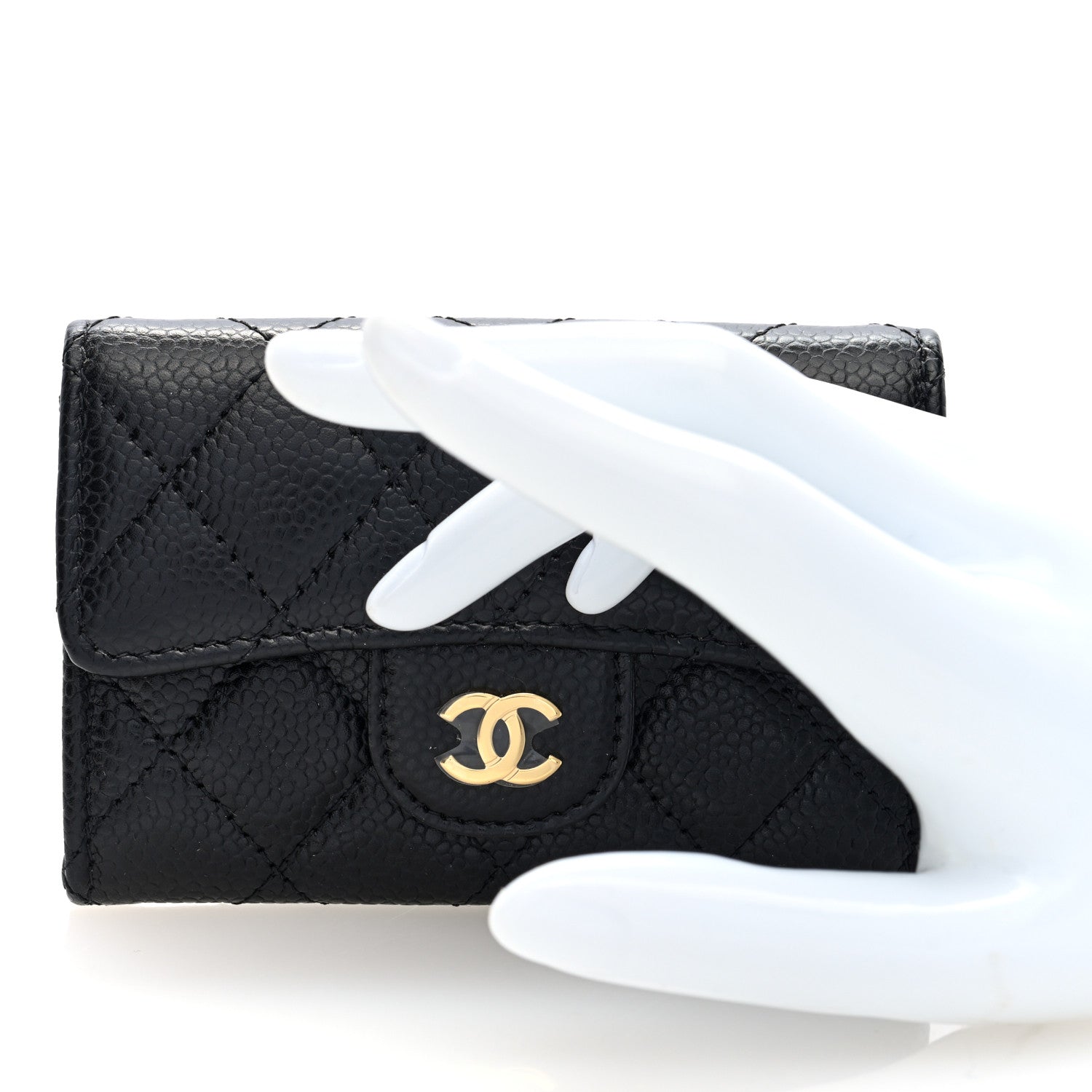 Chanel Caviar Quilted Flap Card Holder Wallet Black 2 of 7