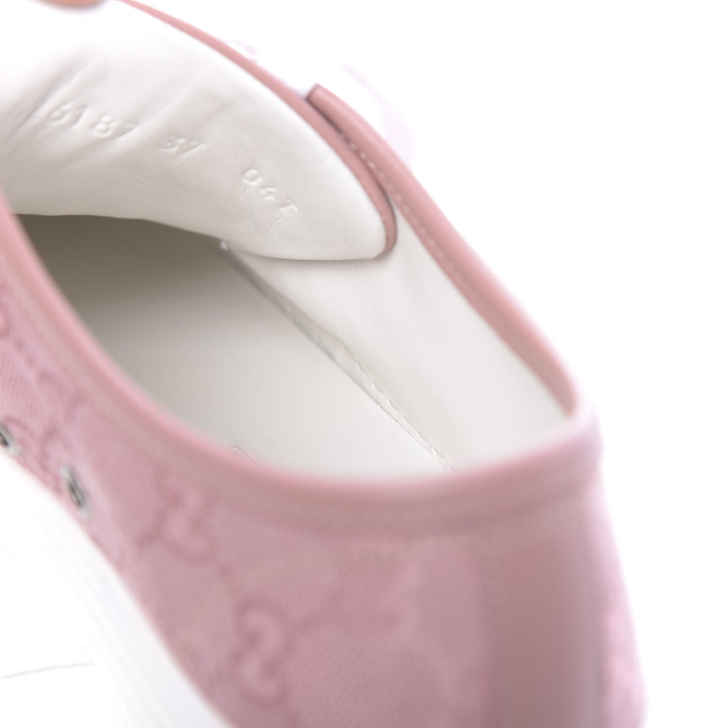 GG Monogram Calfskin Womens Low Top Sneakers 37 Pink Soft Pink