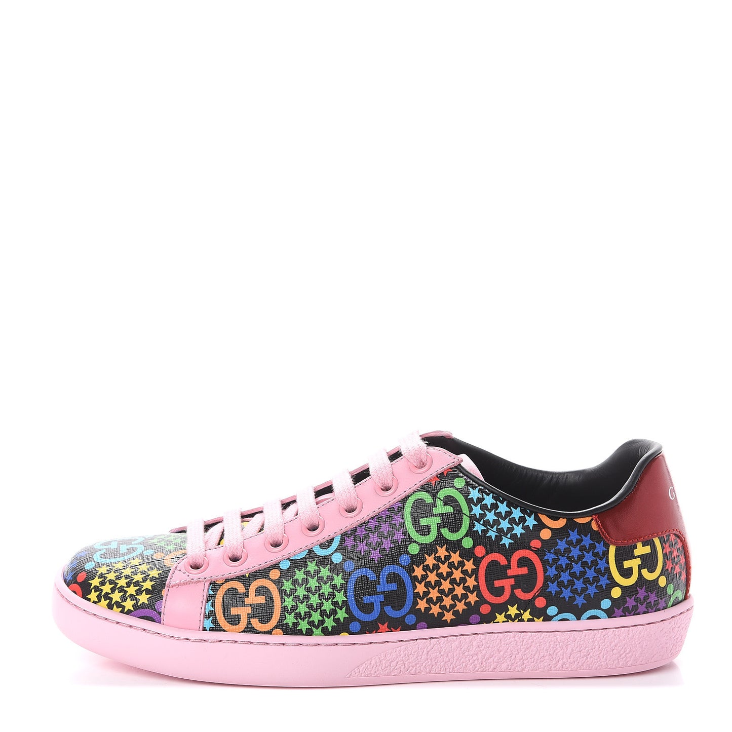 GG Supreme Monogram Psychedelic Womens Ace Sneakers 36 Black Multicolor Sugar Pink
