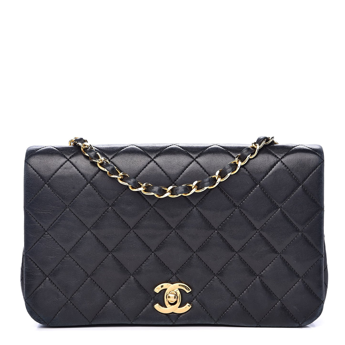 Lambskin Quilted Small Single Flap Bag Black