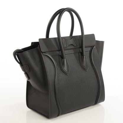 Celine Drummed Calfskin Mini Luggage Black 3 of 8