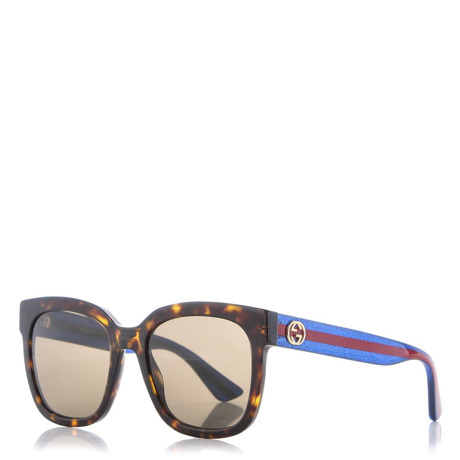 Gucci Web Sunglasses GG0034S Blue Havana 1 of 9