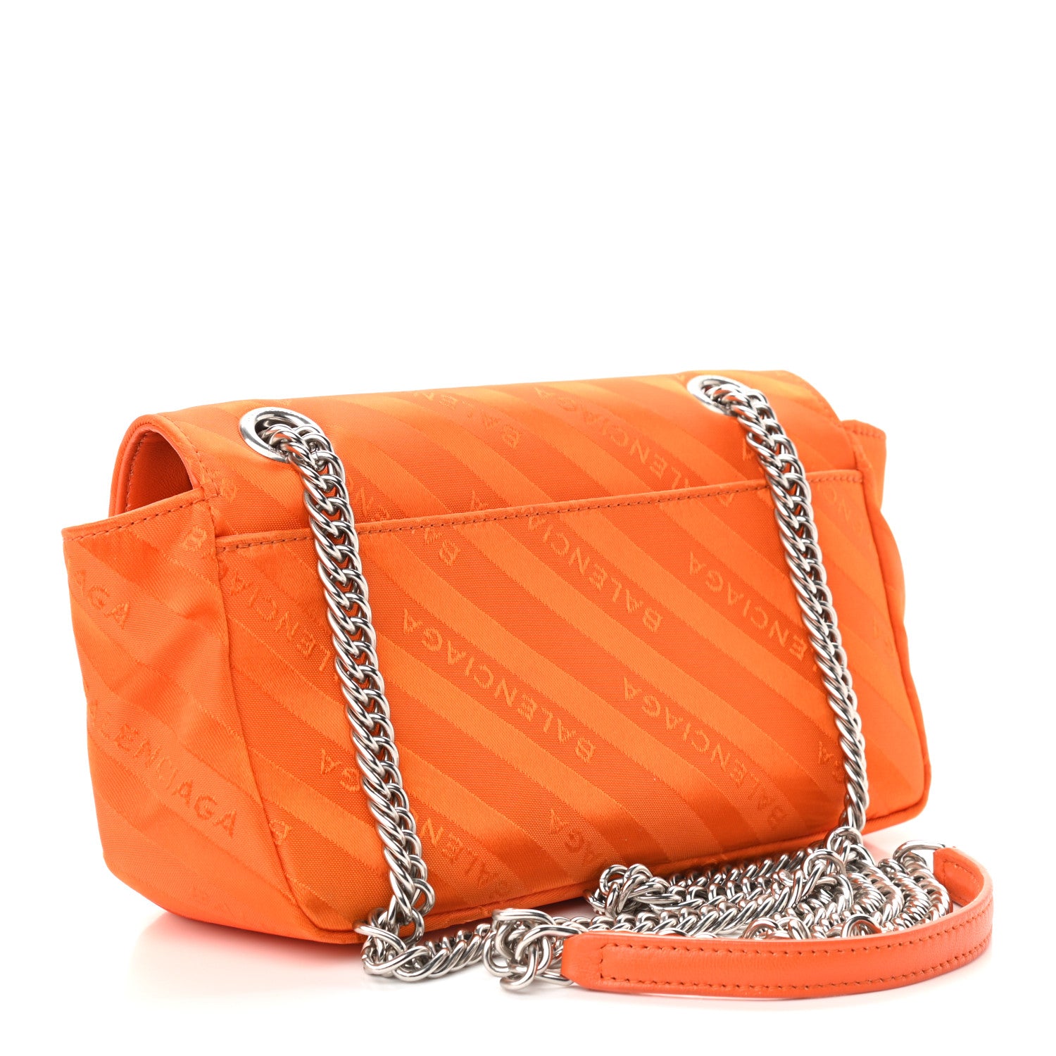 Balenciaga Nylon Jacquard Diagonal Logo S BB Round Shoulder Bag Orange Sanguine 2 of 7