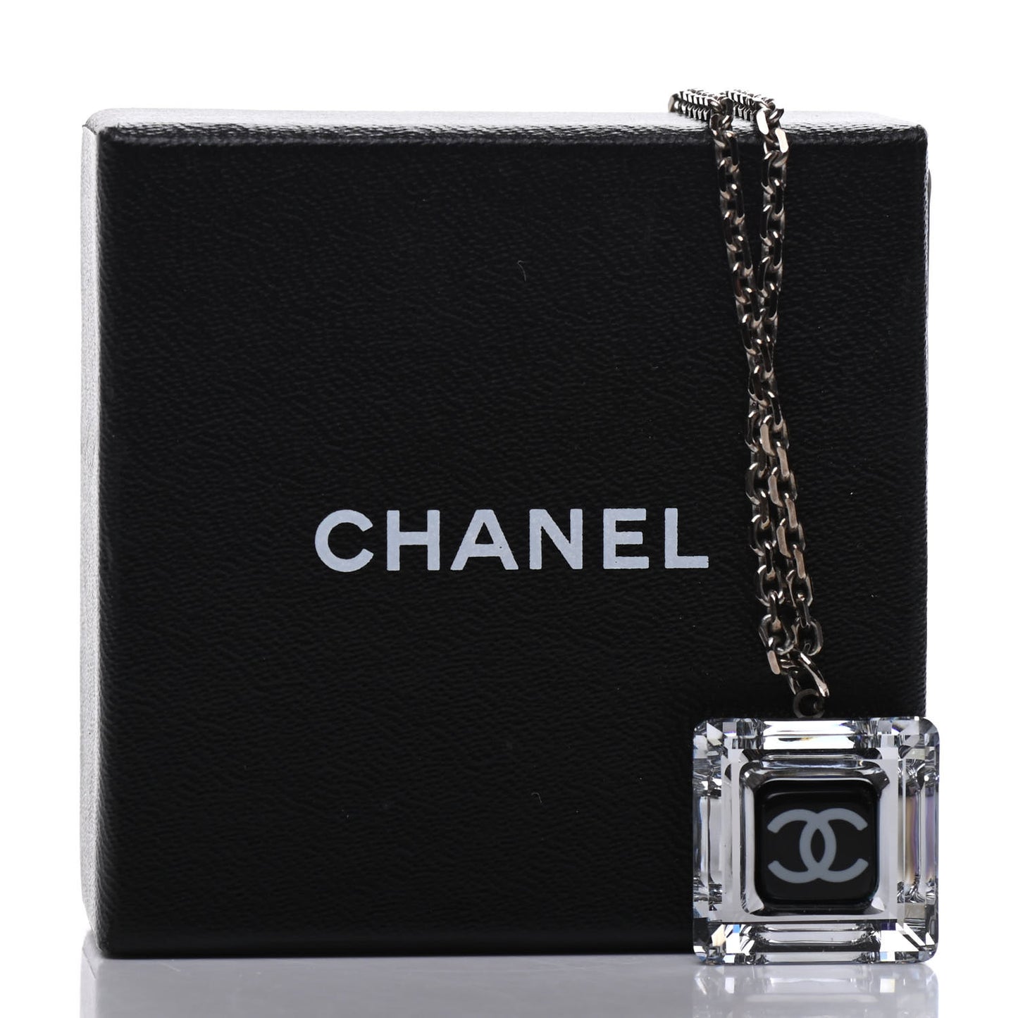 Lucite CC Square Charm Necklace
