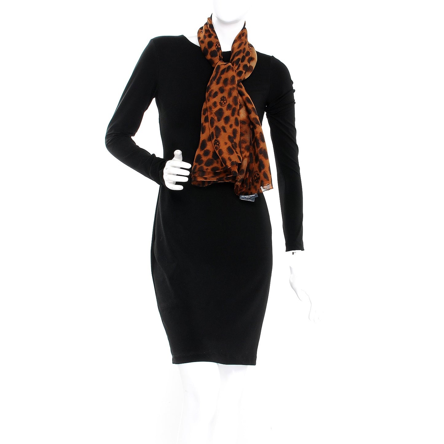 Silk Chiffon Leopard Skull Scarf Brown