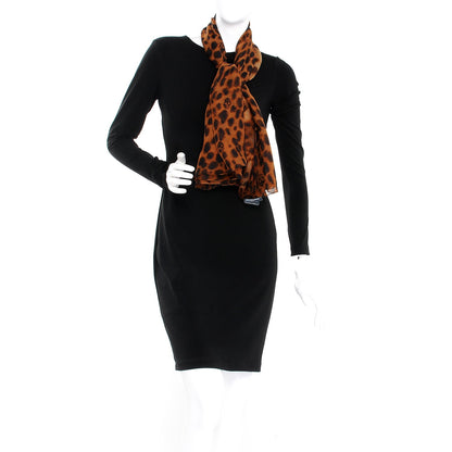 Alexander McQueen Silk Chiffon Leopard Skull Scarf Brown 2 of 6
