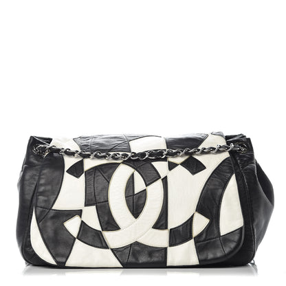 Chanel Lambskin Patchwork Accordion Flap Black White 1 of 9