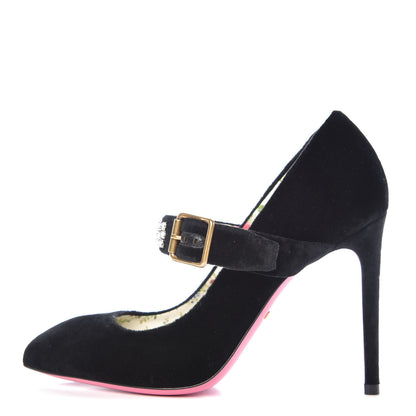 Gucci Velvet Crystal Embellished Sylvie High Heel Pumps 36 Black 1 of 10