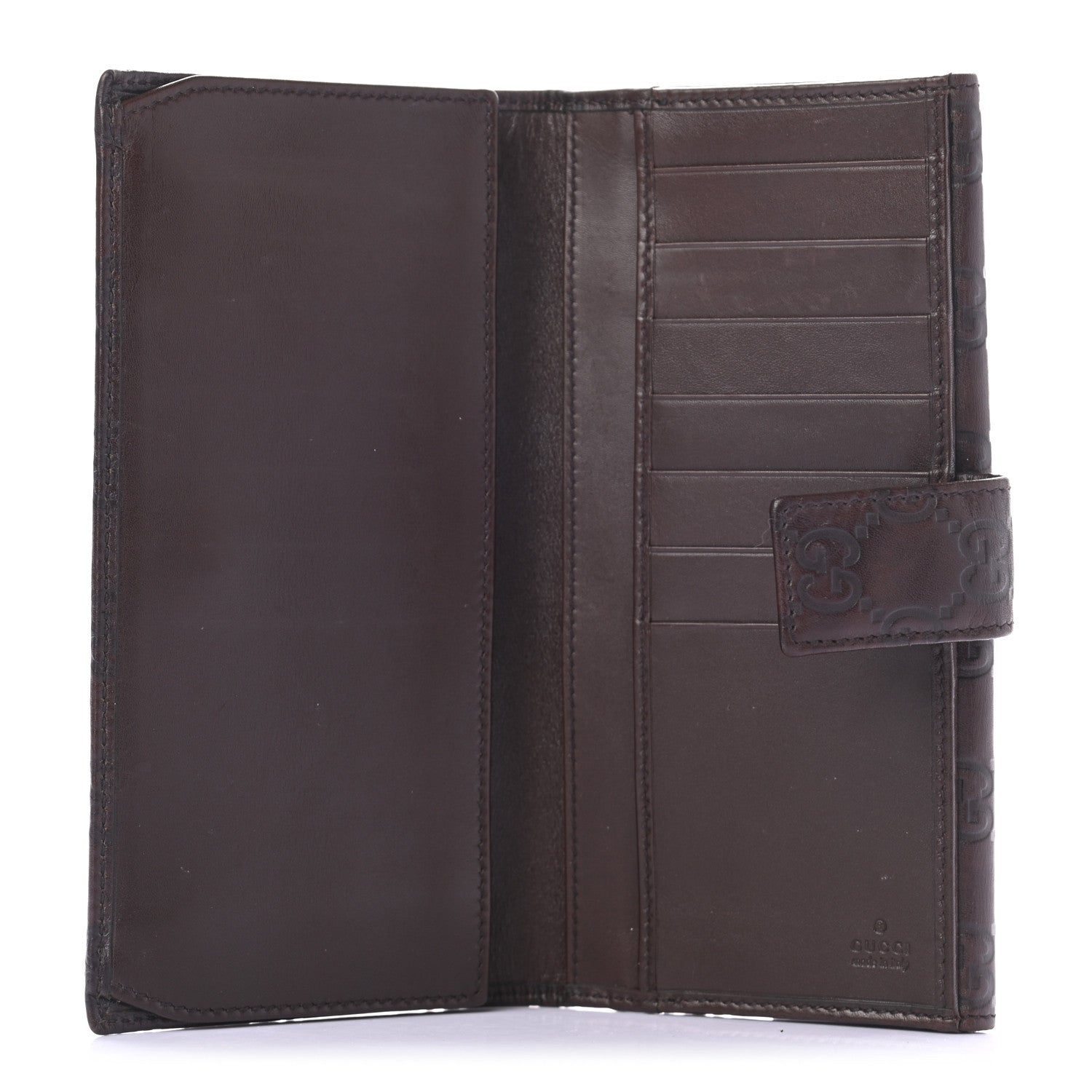 Gucci Guccissima Margaux Calfskin Metal Bar Continental Flap Wallet Chocolate 6 of 11
