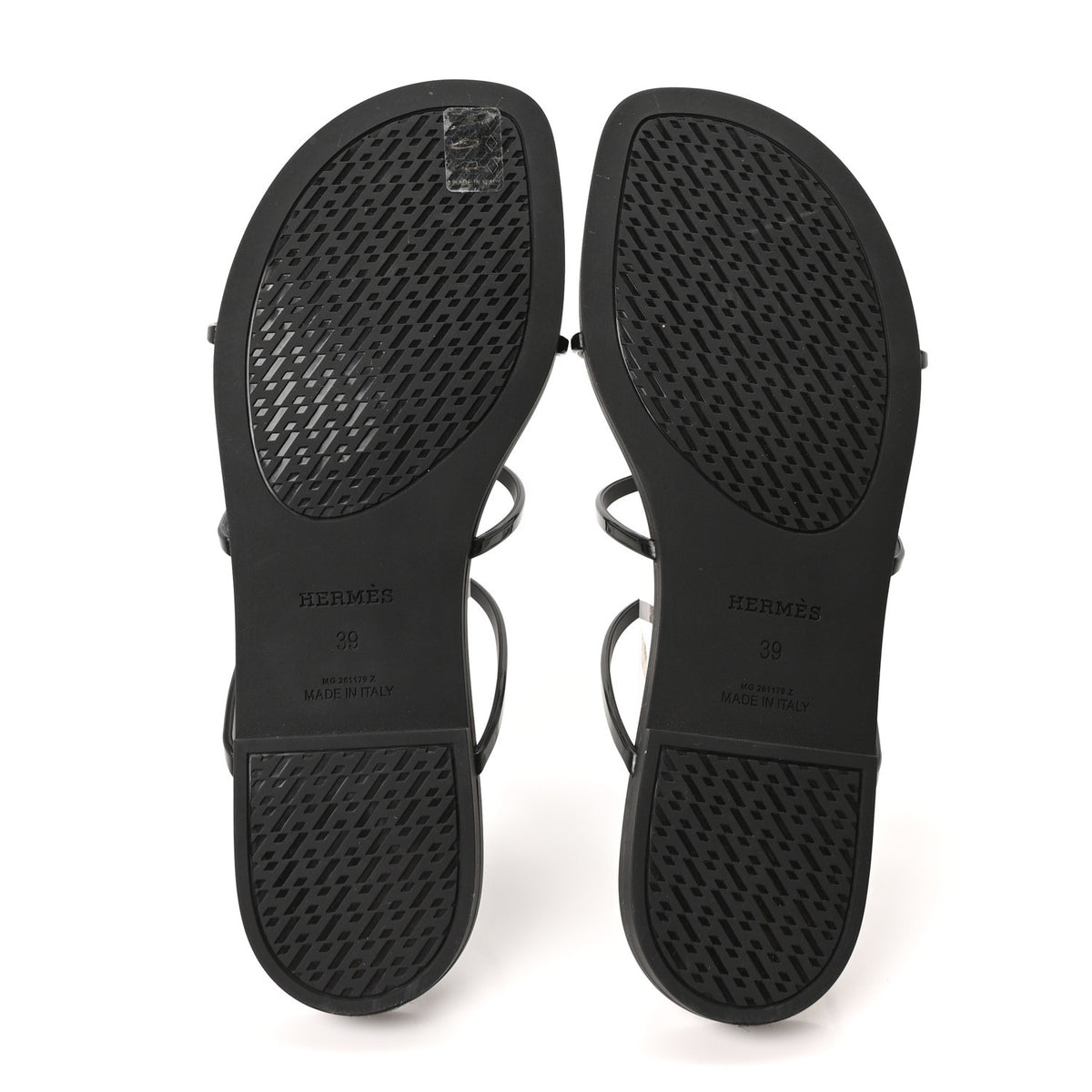 Hermes Rubber Womens Mykonos Sandals 39 Black 6 of 9