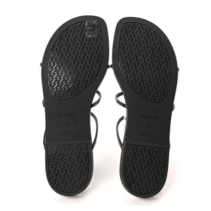 Hermes Rubber Womens Mykonos Sandals 39 Black 6 of 9