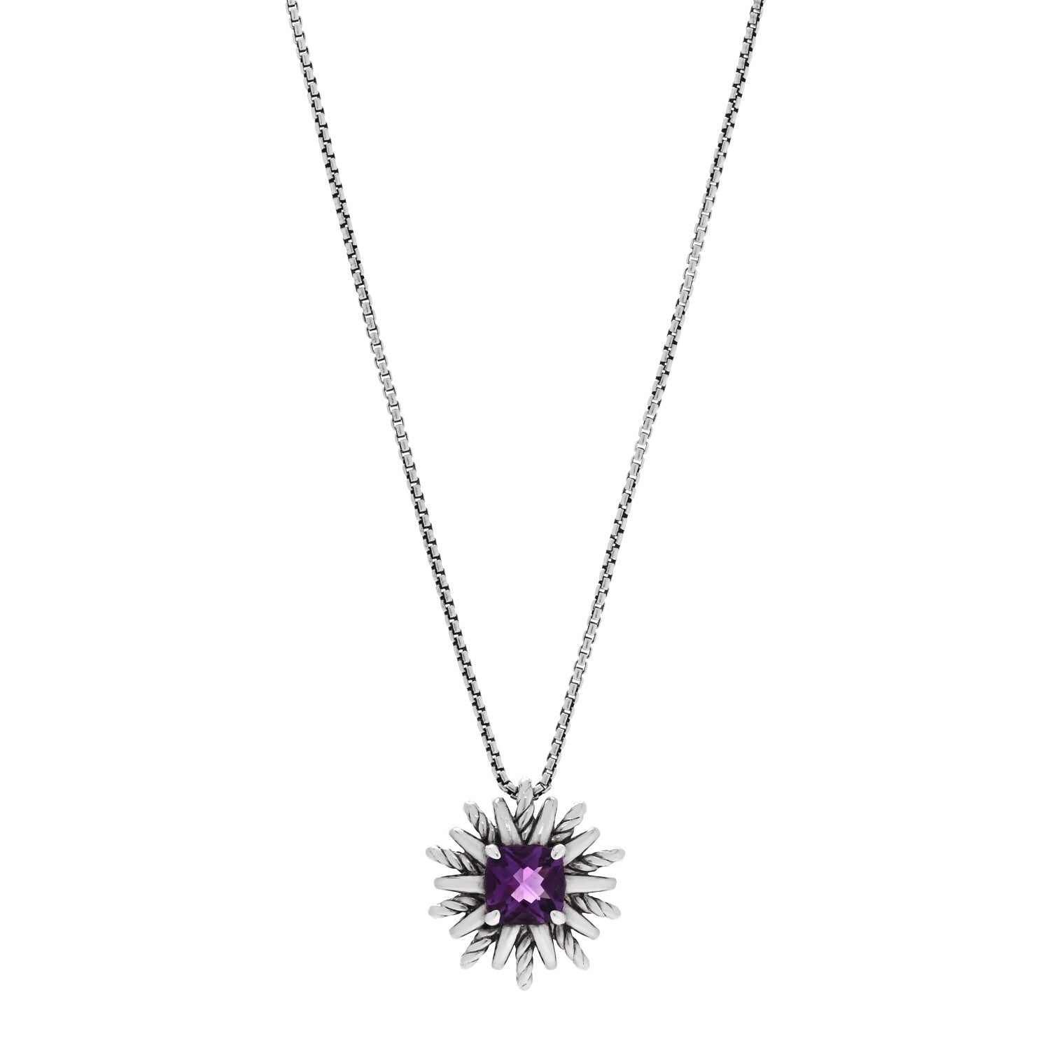 David Yurman Sterling Silver Amethyst Starburst Pendant Necklace 1 of 4