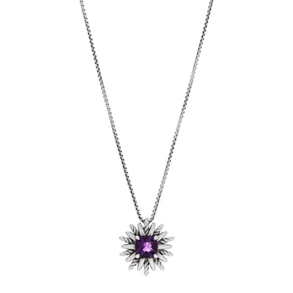 David Yurman Sterling Silver Amethyst Starburst Pendant Necklace 1 of 4