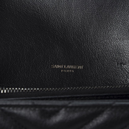 Saint Laurent Sheepskin Matelasse Chevron Monogram Medium College Bag Black 7 of 10