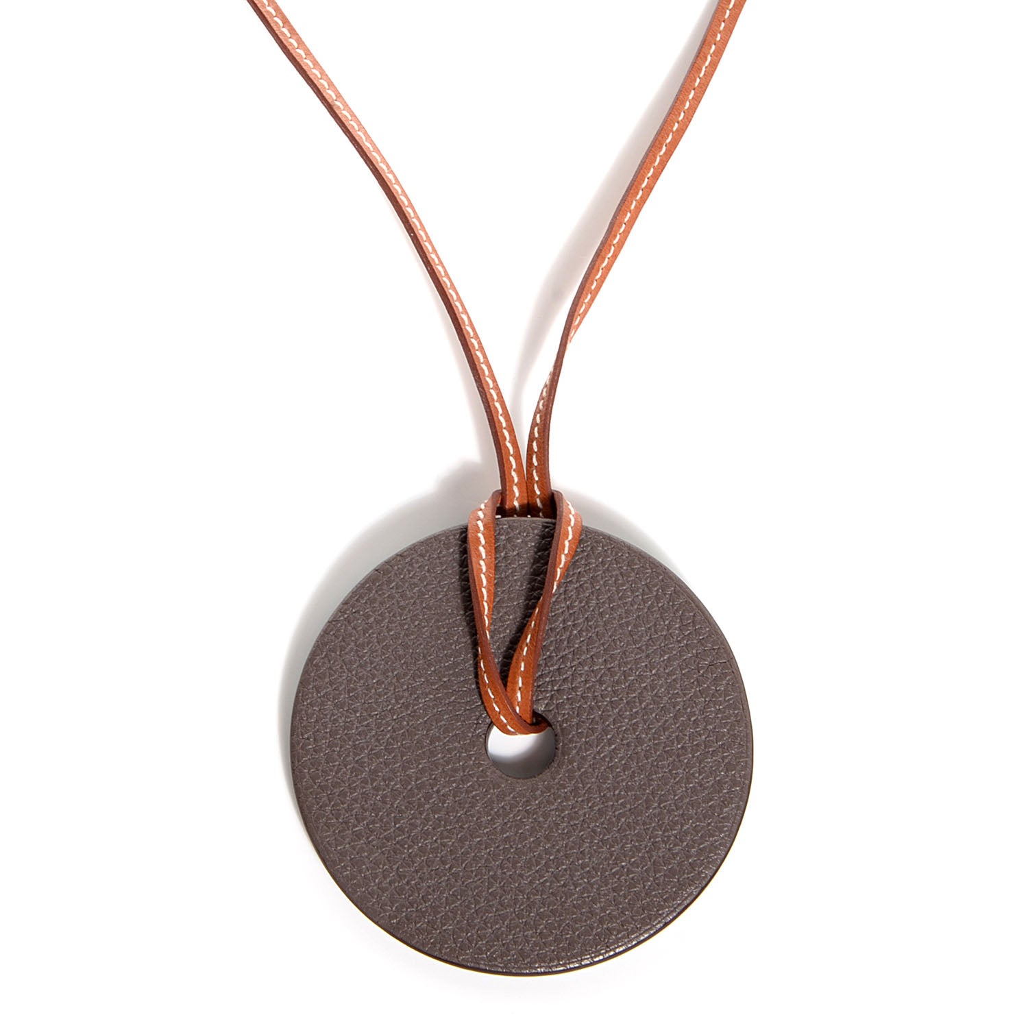 Hermes Togo Epsom Rond GM Petit H Necklace Etain Bleu Paon 1 of 5