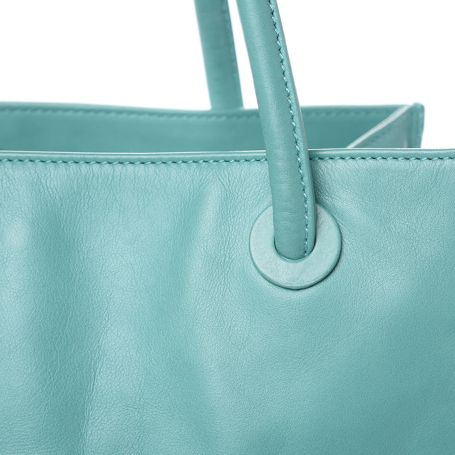 Chanel Lambskin CC Stitched Tote Turquoise 16 of 21