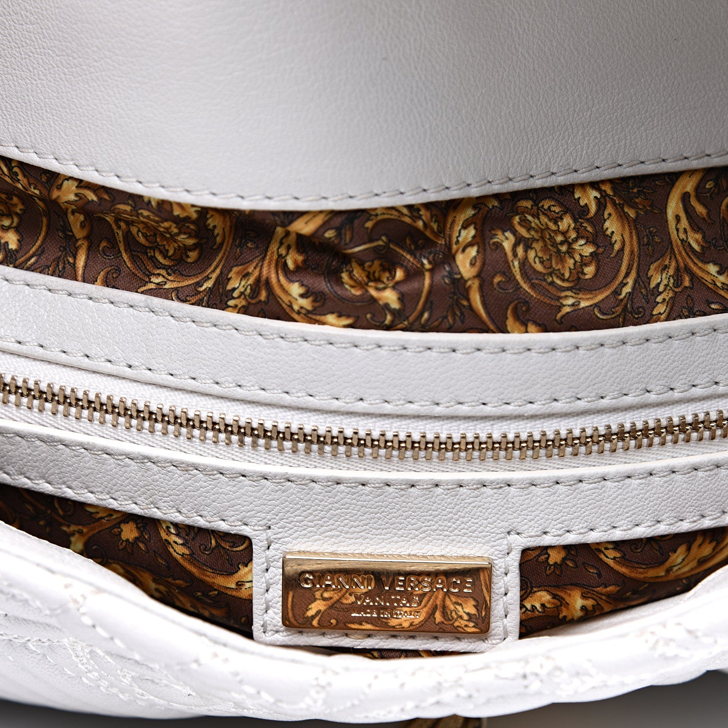 Versace Nappa Barocco Quilted Vanitas Talia Shoulder Bag White 5 of 15