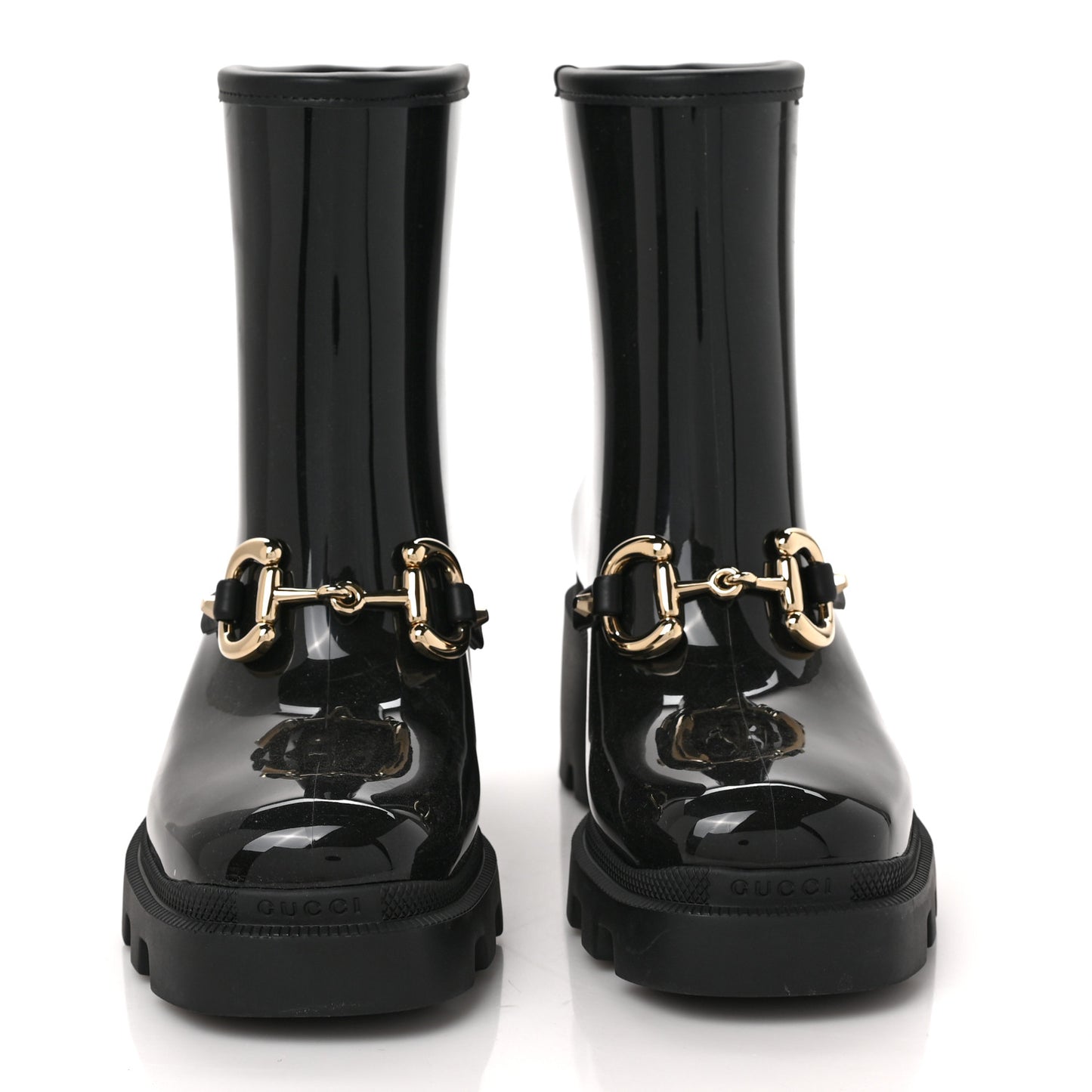 Rubber Womens Horsebit Ankle Boots 36 Black