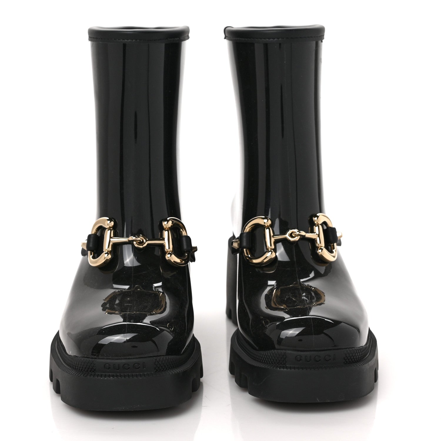 Gucci Rubber Womens Horsebit Ankle Boots 36 Black 2 of 8