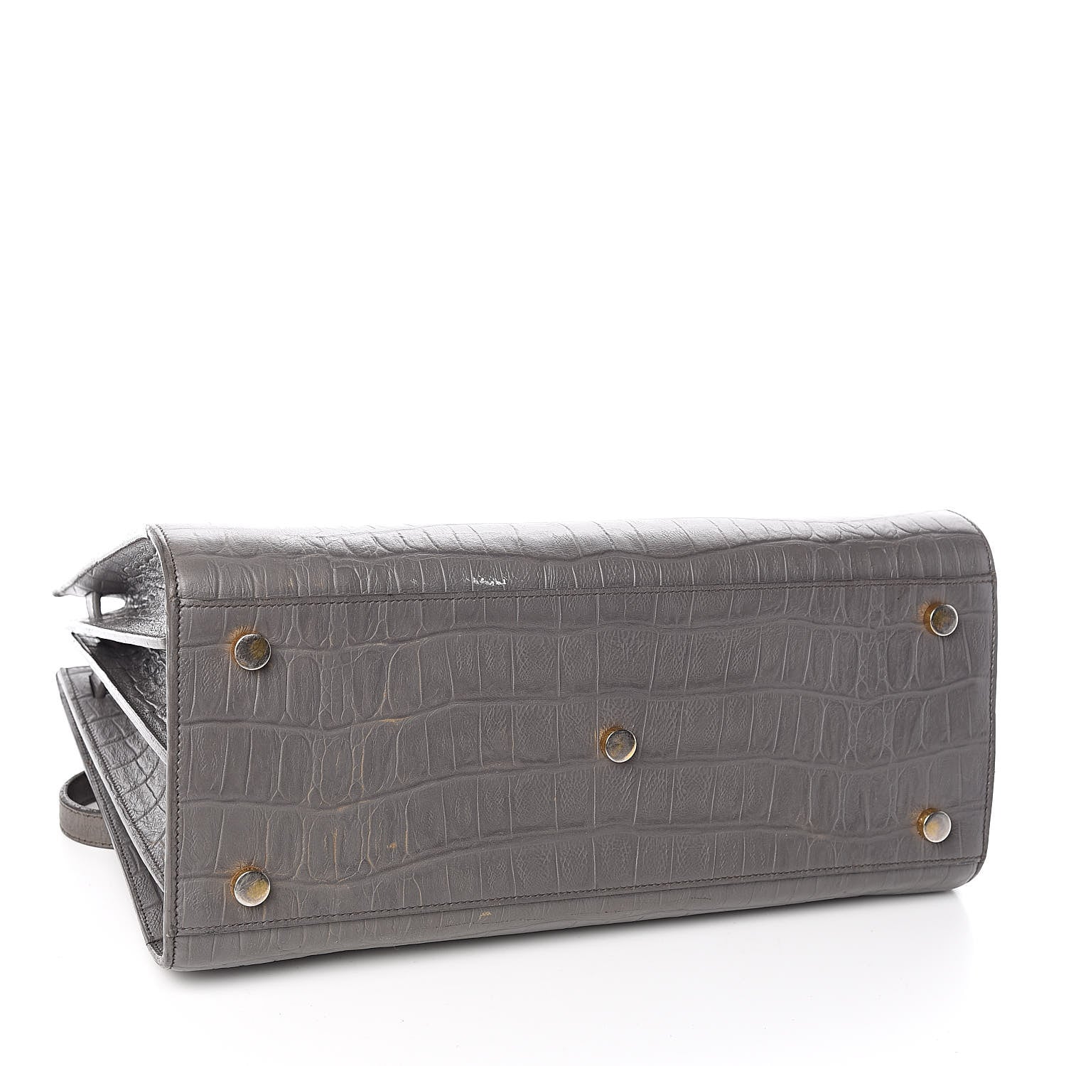 Saint Laurent Calfskin Crocodile Embossed Small Sac De Jour Fog 4 of 17