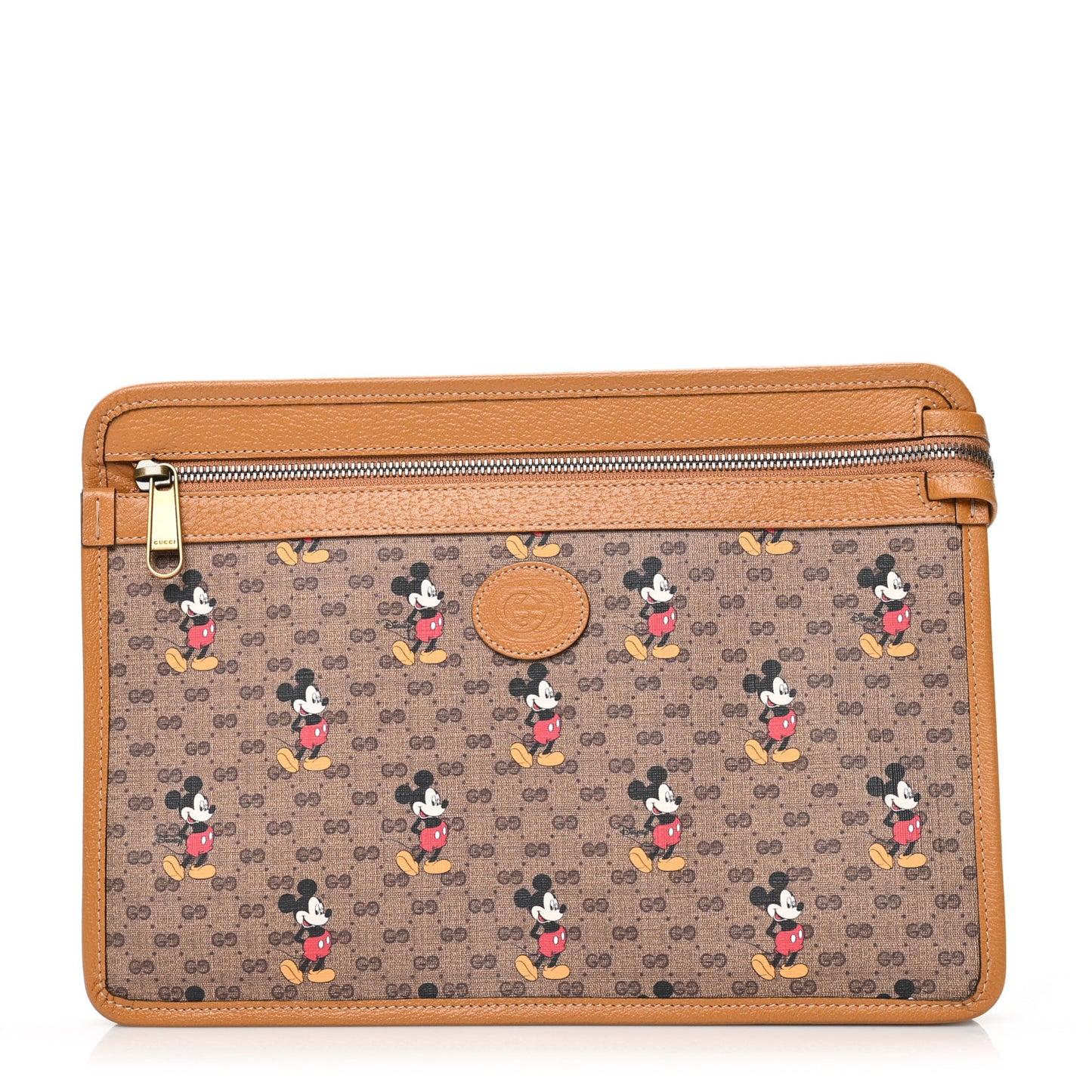 X DISNEY Mini Vintage GG Supreme Monogram Mickey Mouse Documents Holder Beige Vintage Sun Oil