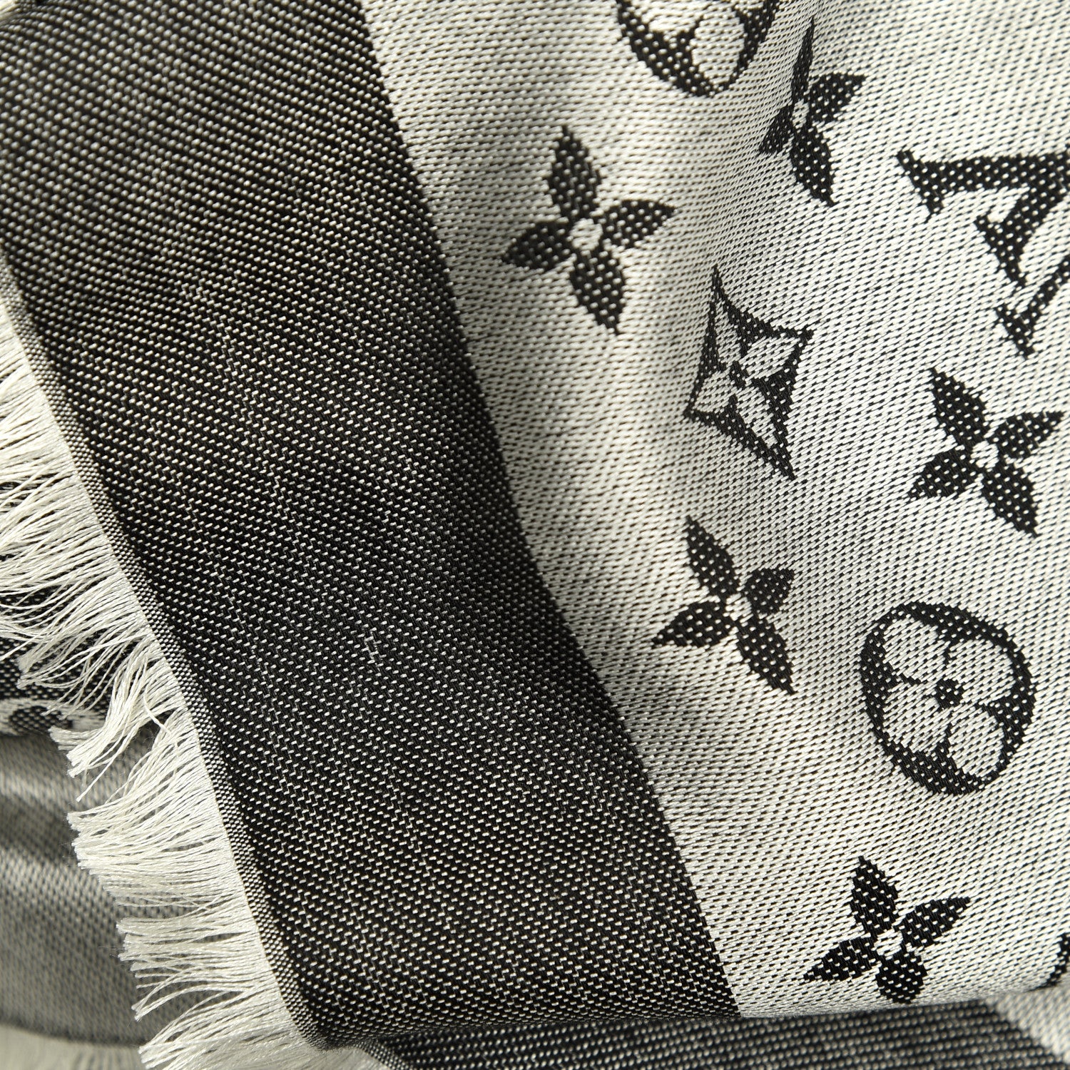Louis Vuitton Silk Wool Monogram Denim Shawl Black 6 of 7