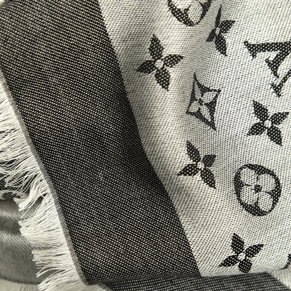 Louis Vuitton Silk Wool Monogram Denim Shawl Black 6 of 7