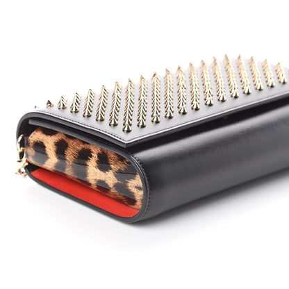 Christian Louboutin Calfskin Patent Leopard Spikes Paloma Clutch Black 7 of 8