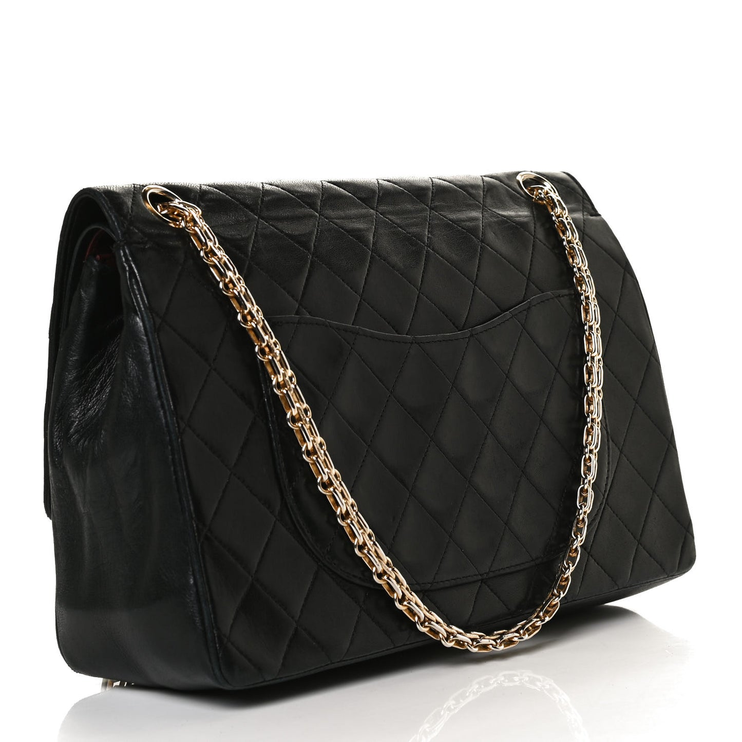 Lambskin Quilted Medium Double Flap Bijoux Chain Black