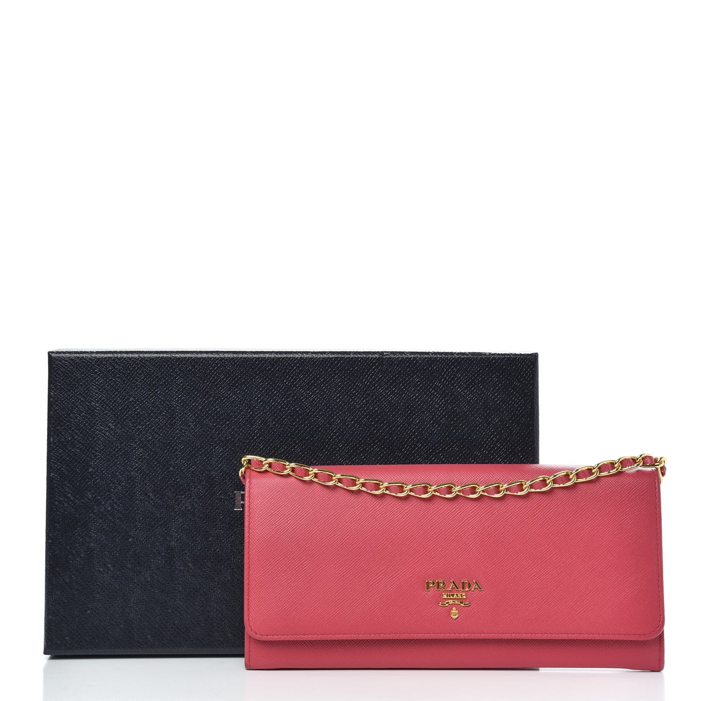Saffiano Metal Oro Chain Wallet Peonia