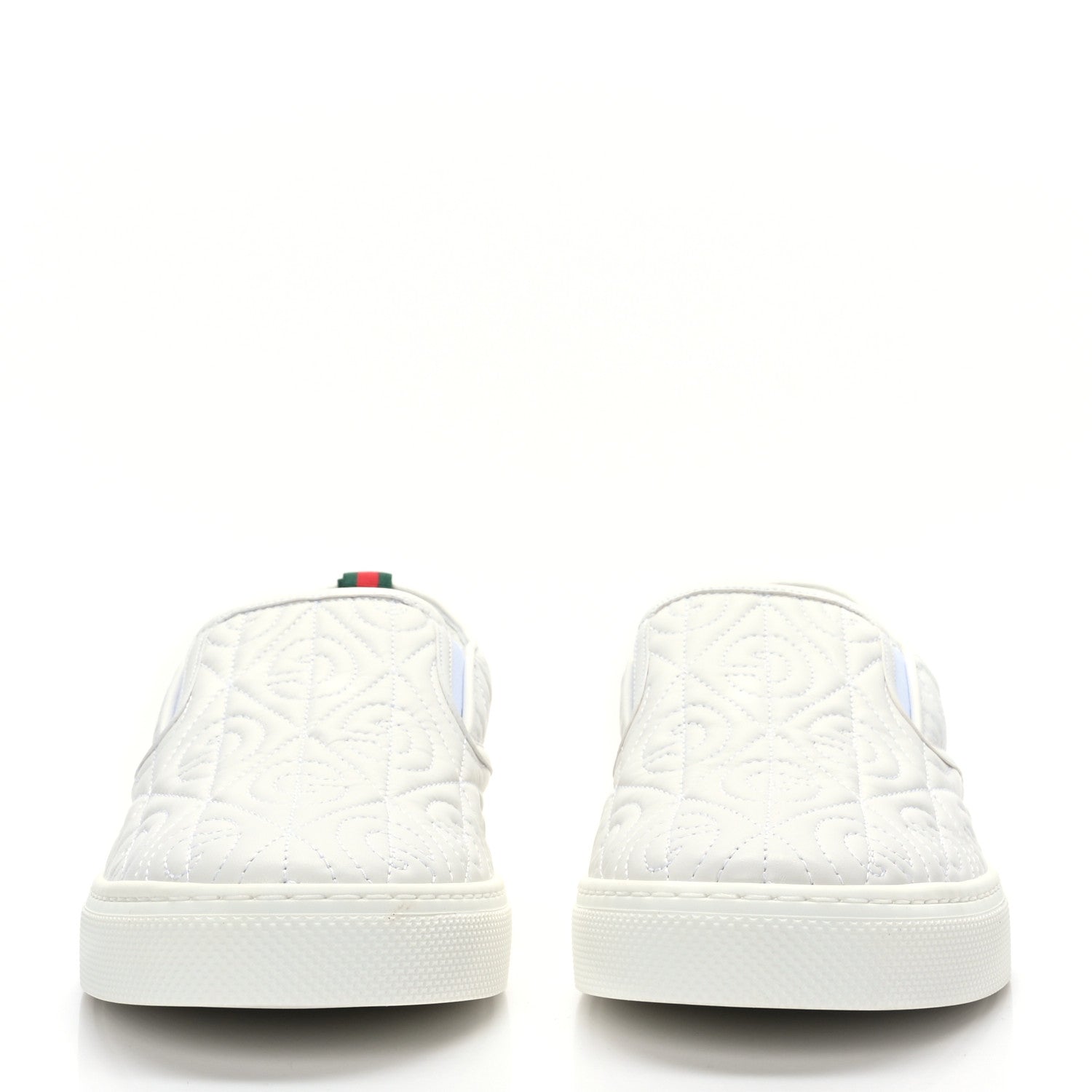 Gucci Nappa Web G Rhombus Quilted Mens Slip On Sneakers 8.5 Great White 2 of 7