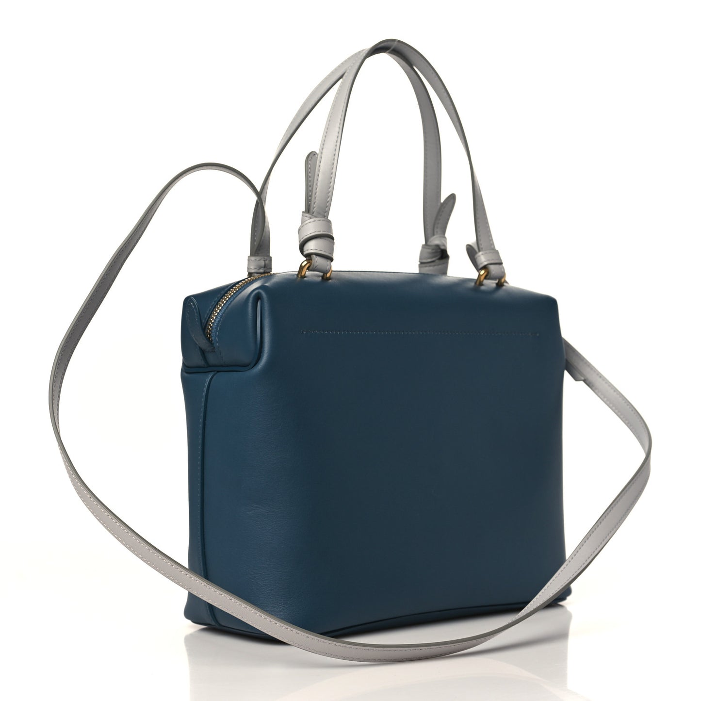 Lambskin Small Soft Cube Satchel Blue