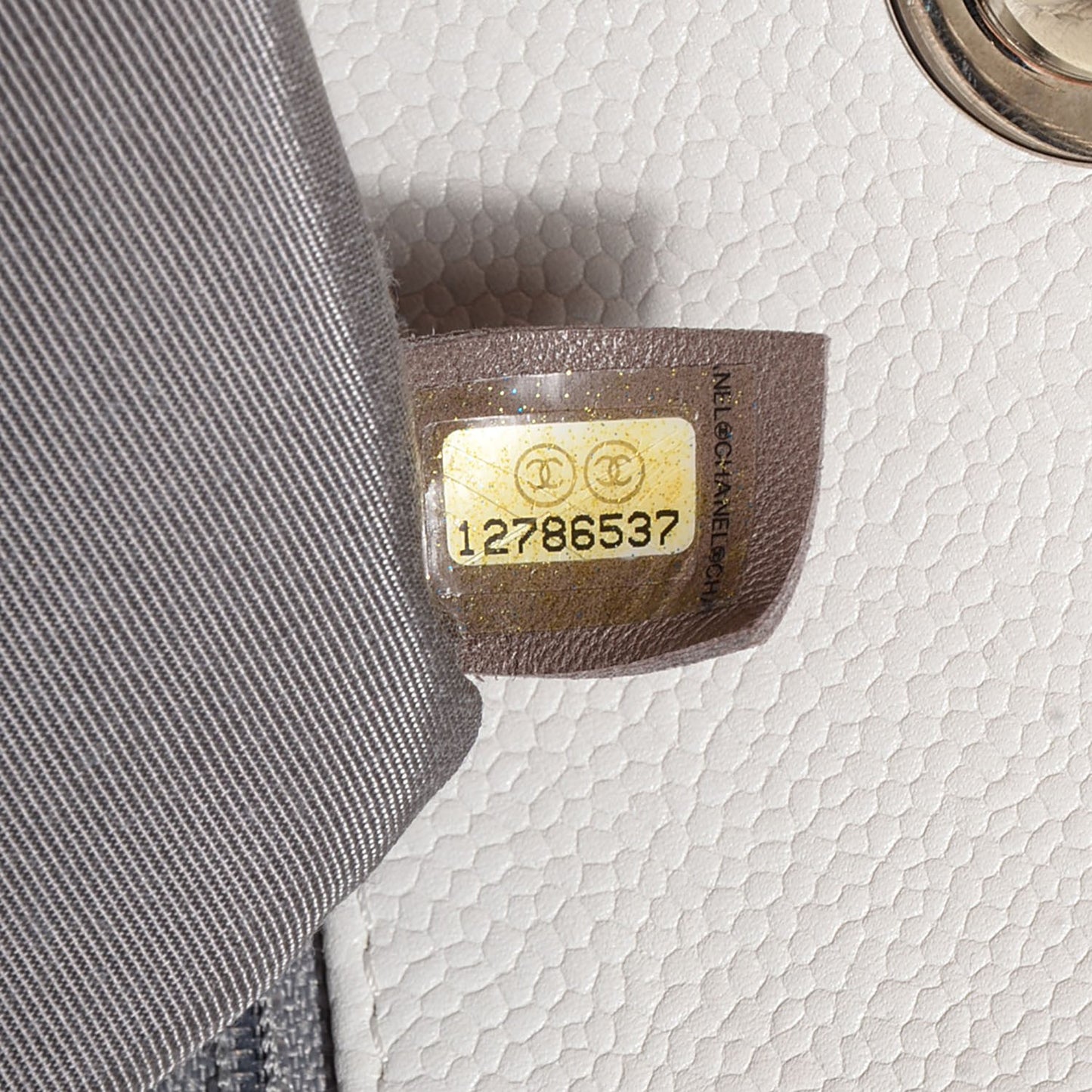 Soft Caviar Quilted CC Timeless Tote White