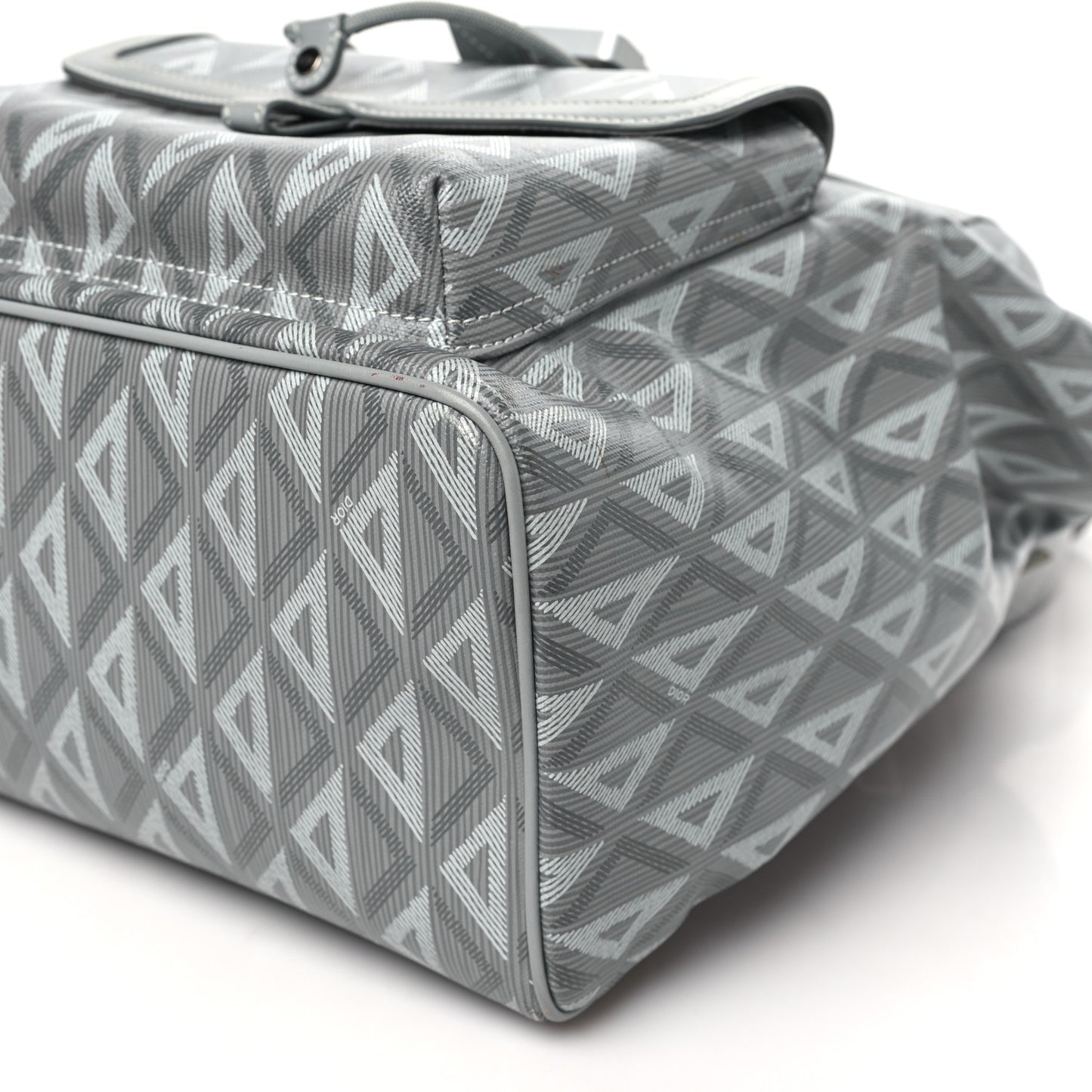 Coated Canvas CD Diamond Flap Backpack Gray
