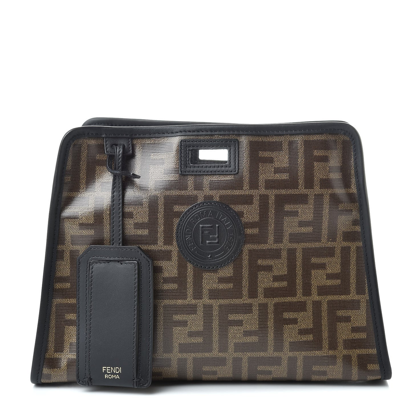 Glazed Fabric Vitello Century FF 1974 Stamp Patch Mini Peekaboo Defender Cover Mogano Panna Black