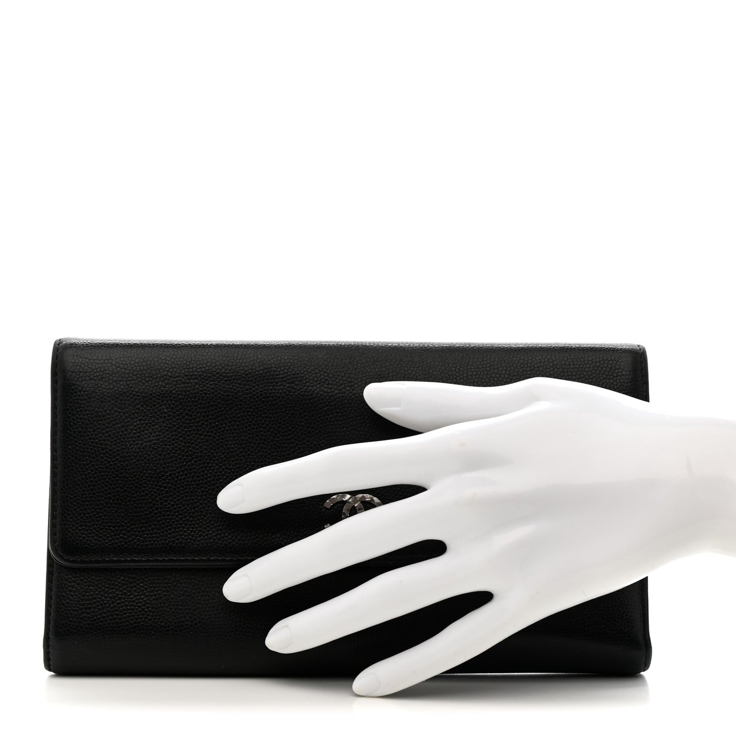 Caviar Sevruga Long Flap Wallet Black