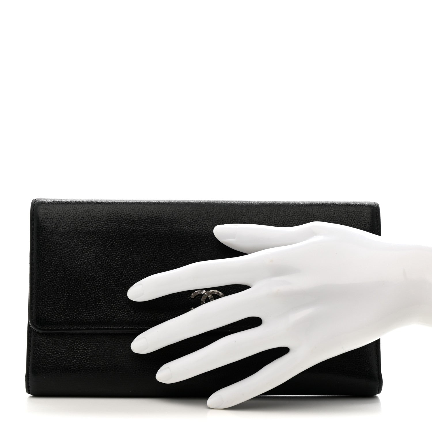 Chanel Caviar Sevruga Long Flap Wallet Black 2 of 12