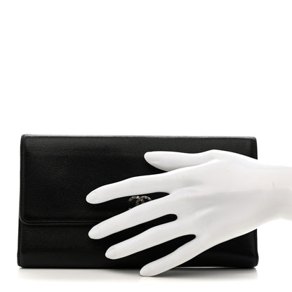 Chanel Caviar Sevruga Long Flap Wallet Black 2 of 12