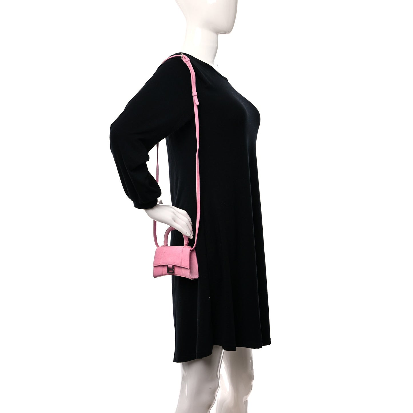 Washed Denim Hourglass Top Handle Bag Mini Denim Pink