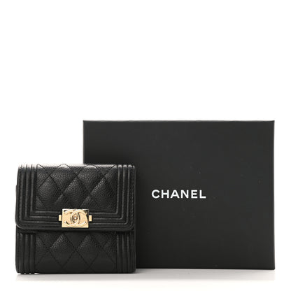 Chanel Caviar Quilted Compact Boy Wallet Black 9 of 9