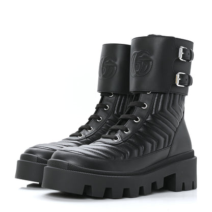 Gucci Nappa Frances GG Matelasse Platform Combat Boots 36 Black 3 of 7