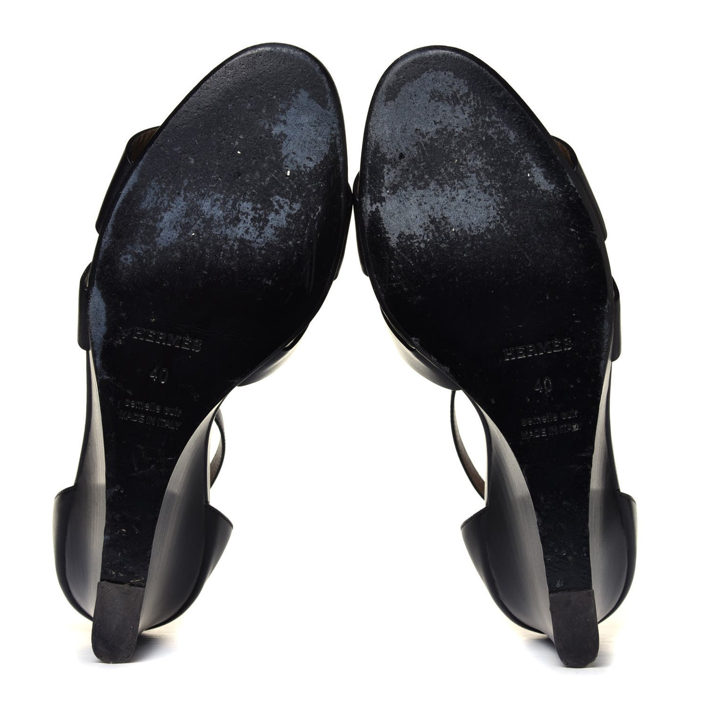Calfskin Legend Wedge Sandals 40 Black