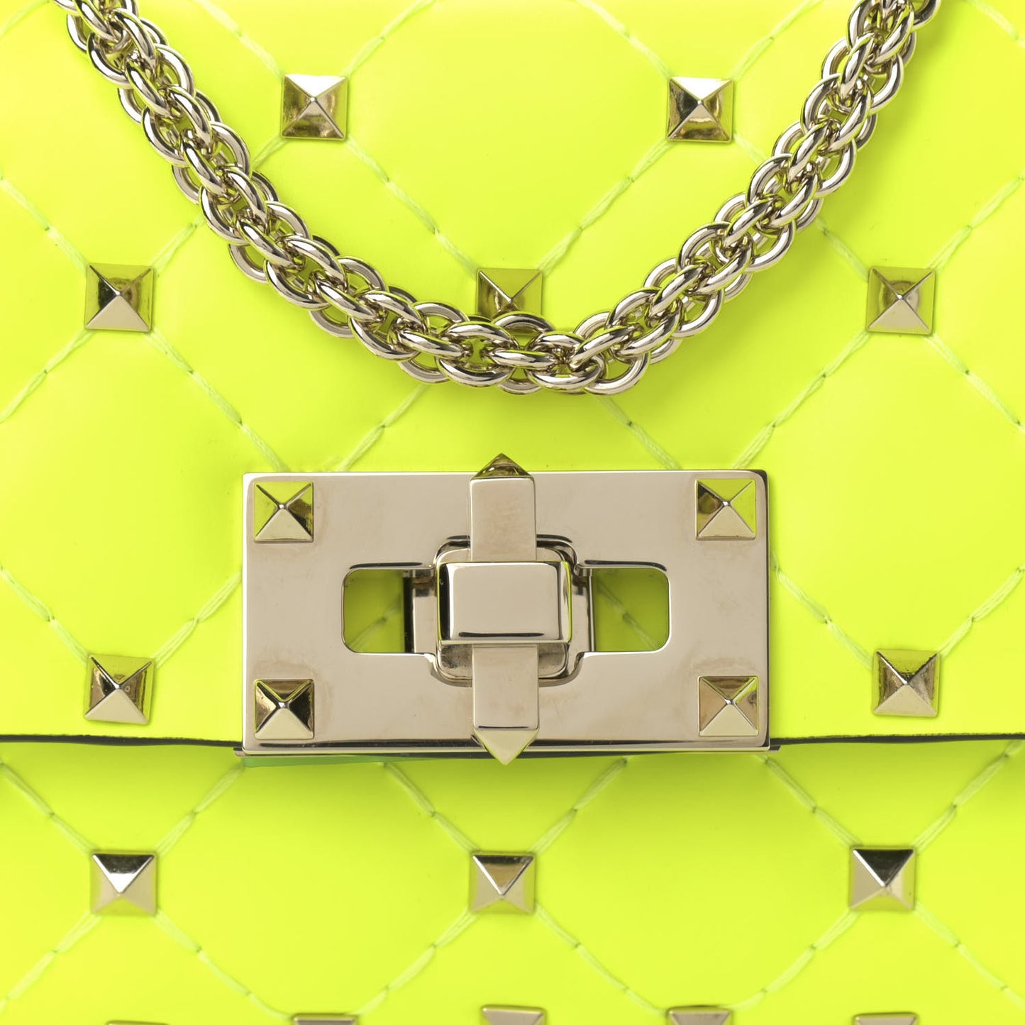 Calfskin Micro Rockstud Spike Shoulder Bag Lime