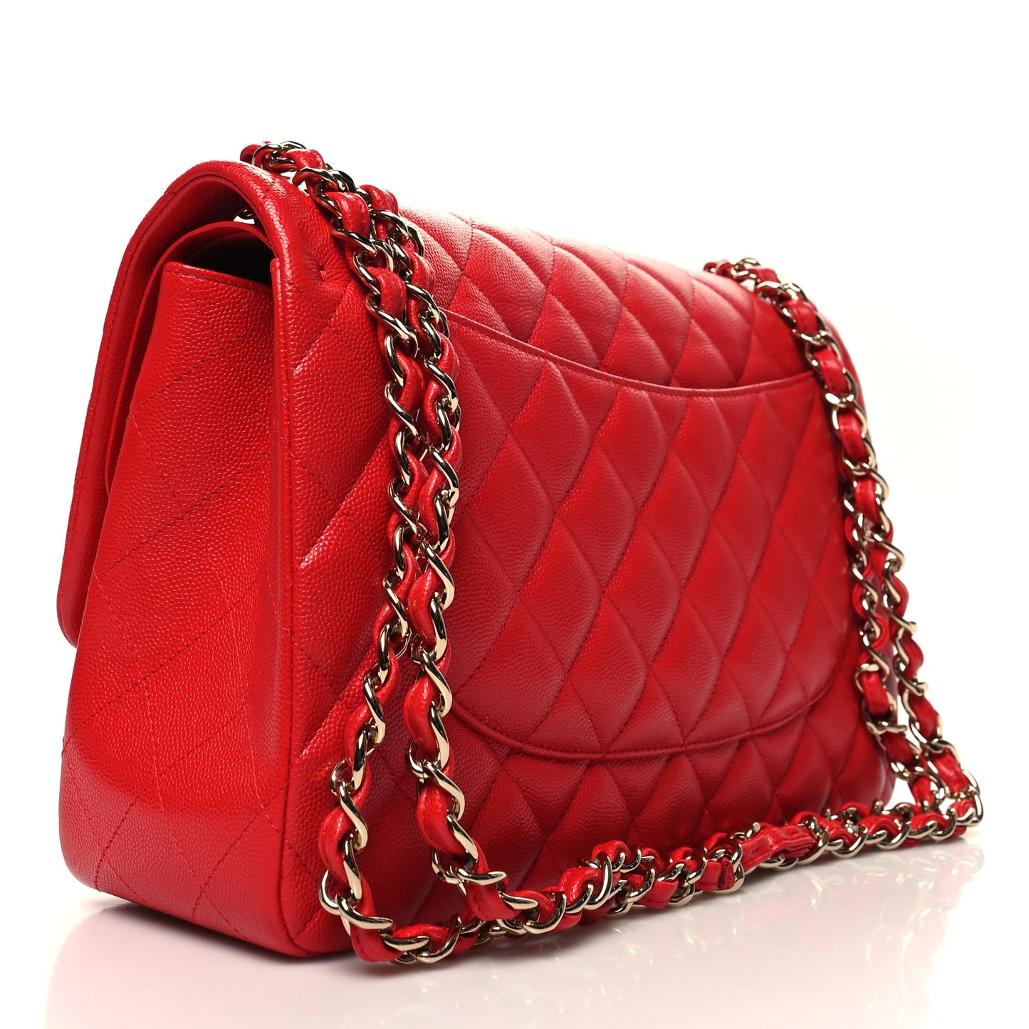 Caviar Quilted Jumbo Double Flap Red