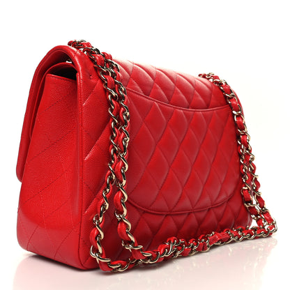 Chanel Caviar Quilted Jumbo Double Flap Red 3 of 11