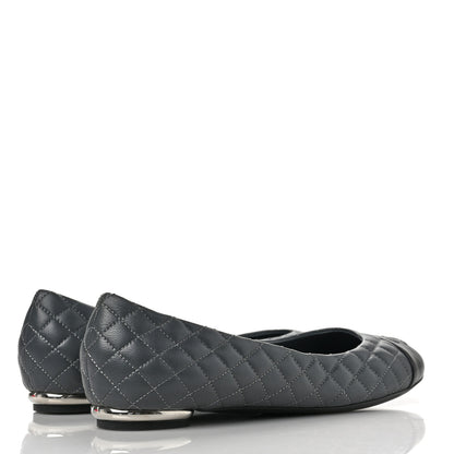 Chanel Lambskin Quilted Cap Toe Ballerina Flats 40 Charcoal Black 4 of 12