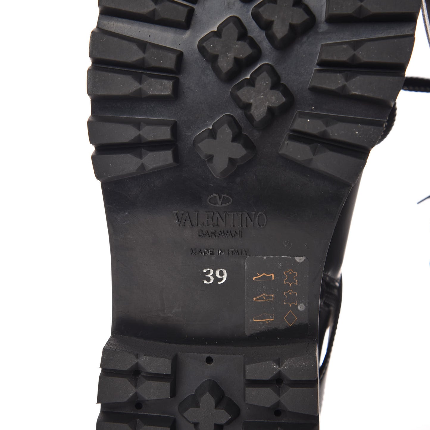 Smooth Calfskin Rockstud Buckled 25mm Combat Boots 39 Black
