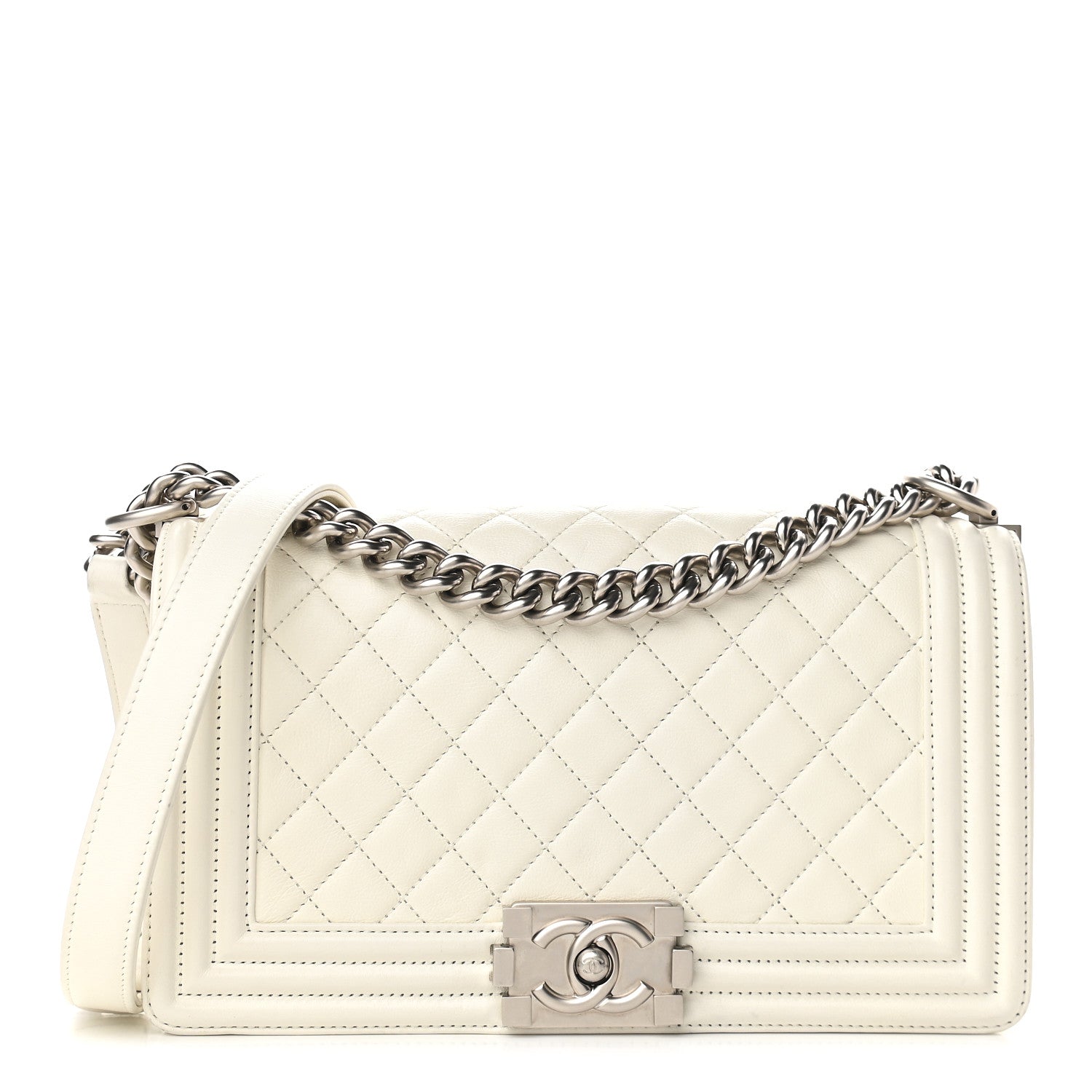 Chanel Lambskin Quilted Medium Boy Flap White 1 of 8