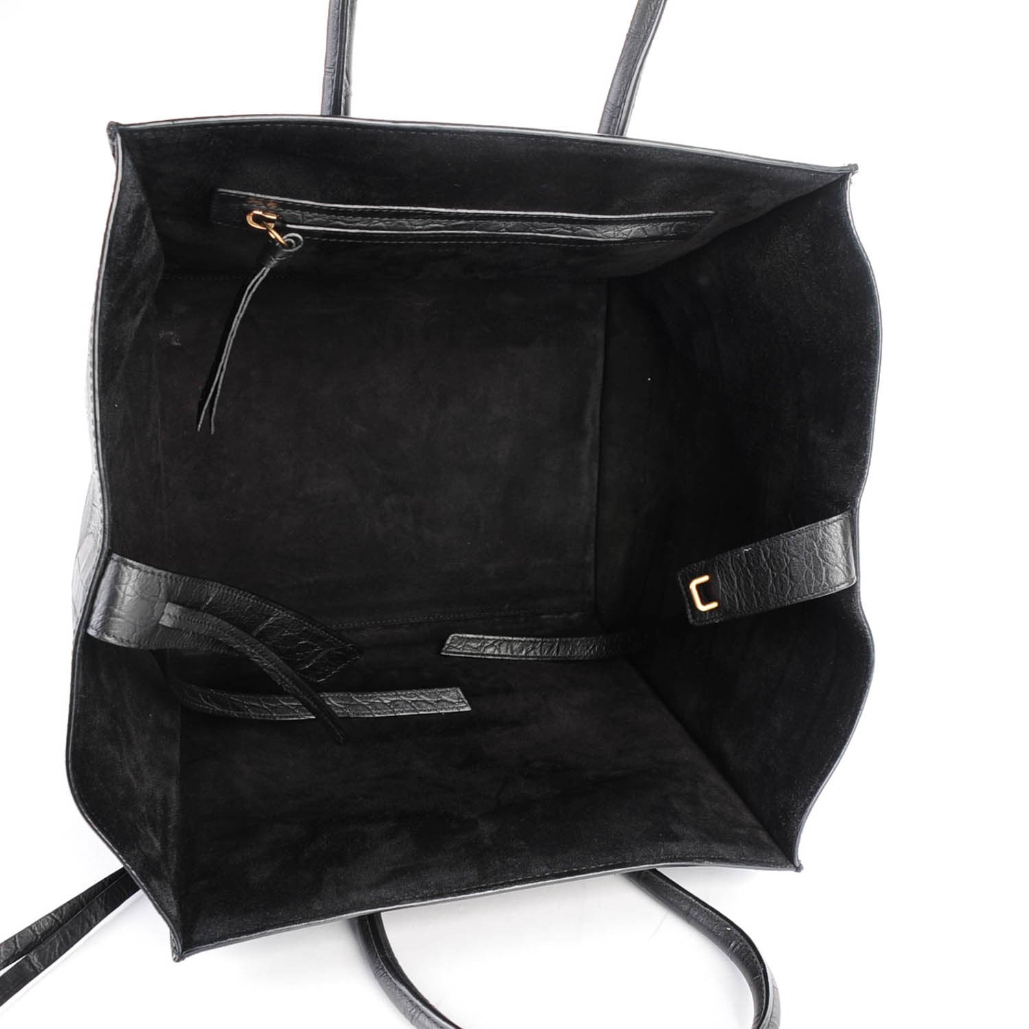 Celine Crocodile Embossed Calfskin Medium Phantom Luggage Black 5 of 7